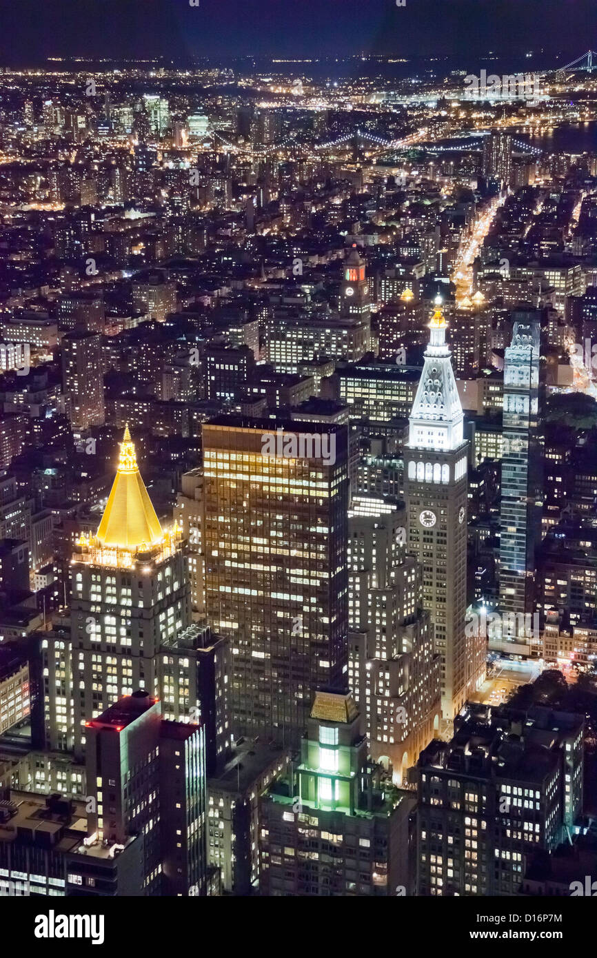 The New York City Manhattan in the night Stock Photo