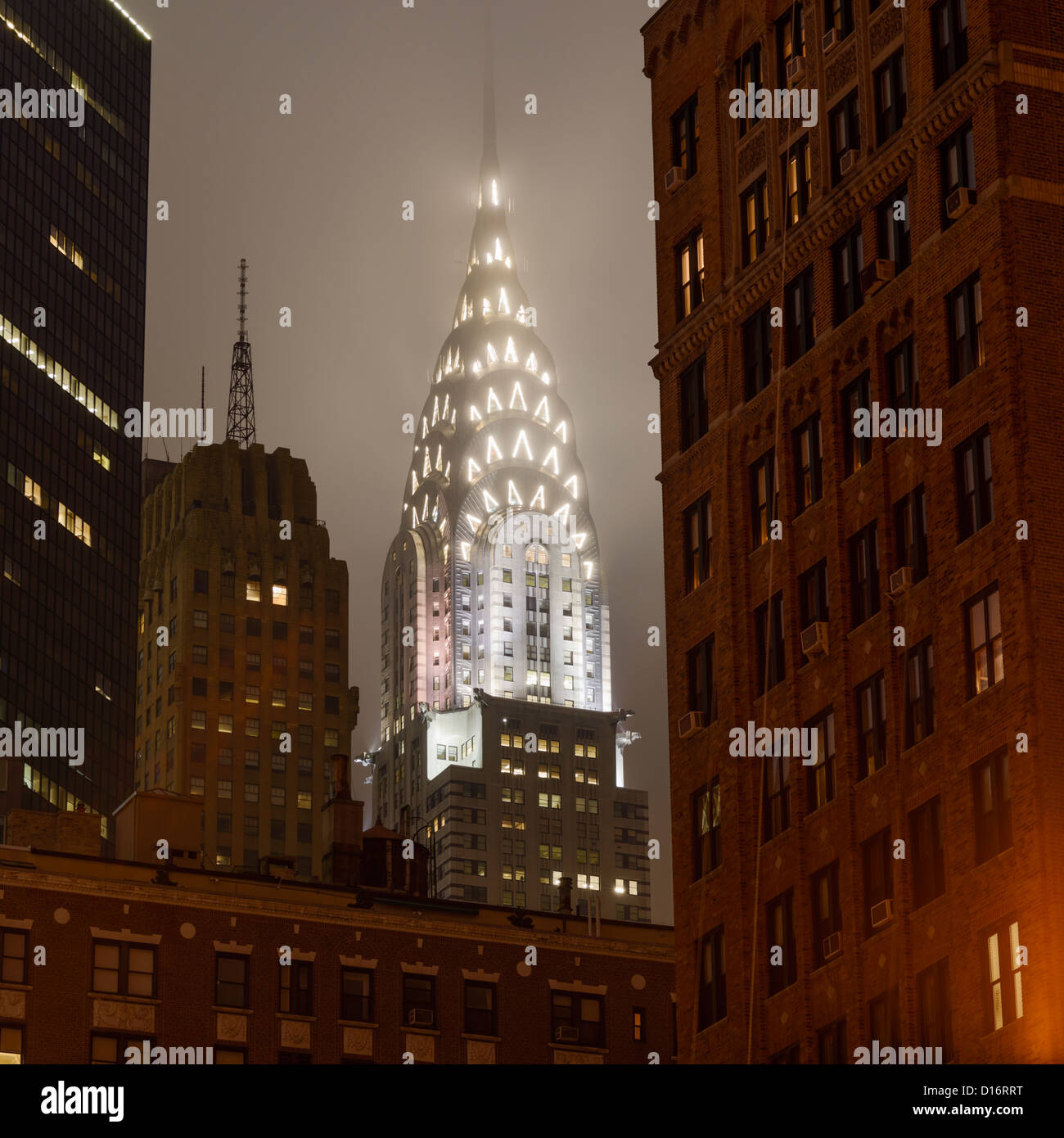 Chrysler Building in Fog, New York City, USA Stock Photo