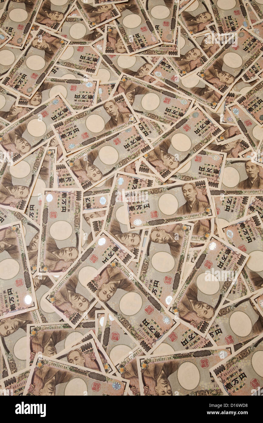 Ten thousand Yen notes Stock Photo