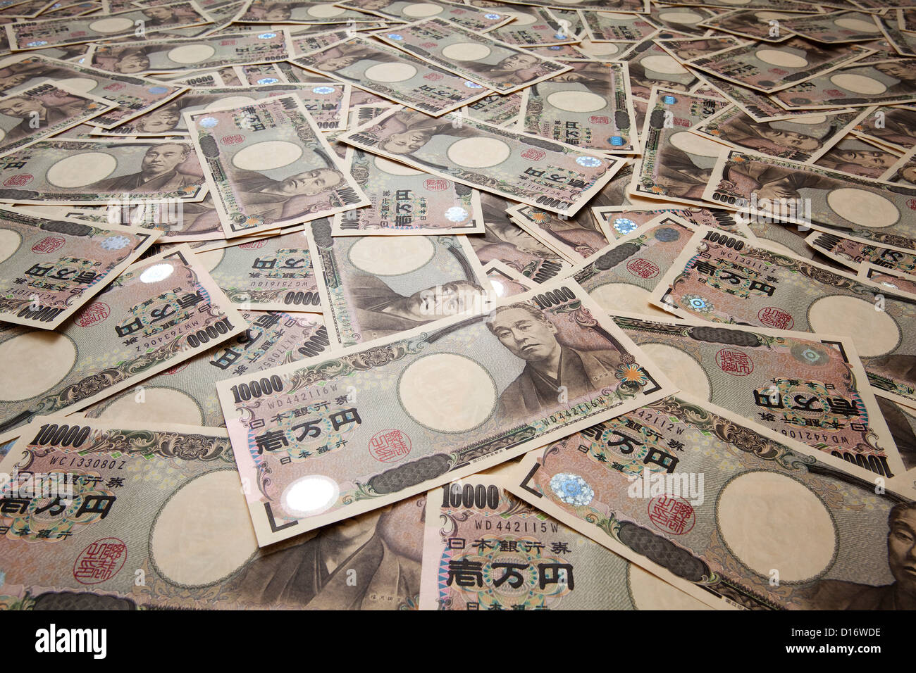 Ten thousand Yen notes Stock Photo