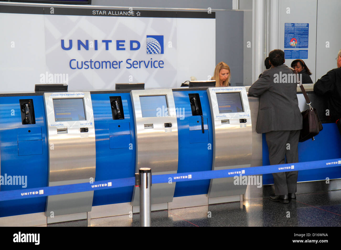 Illinois,IL Cook County,O'Hare International Airport,ORD,terminal,gate,United Airlines,customer service,counter,IL121015003 Stock Photo