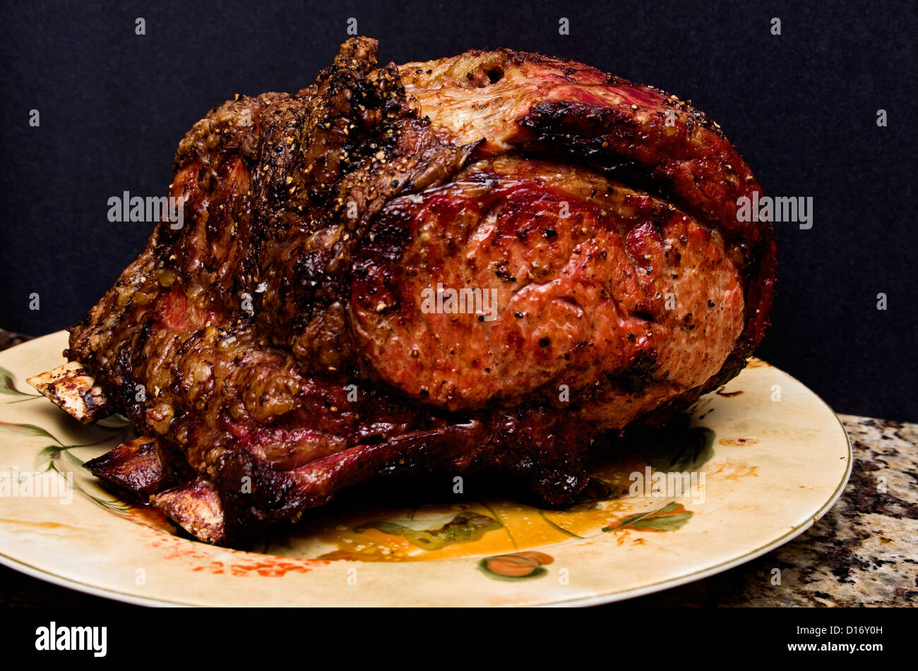 barbecued Prime Rib Roast Stock Photo