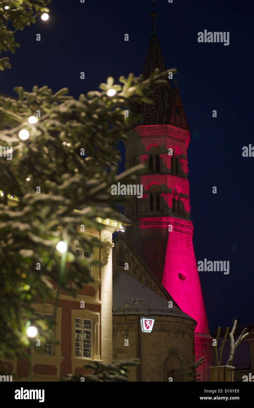 Schwäbisch Gmünd im Advent mit Weihnachtsmarkt und festlicher Beleuchtung Stock Photo