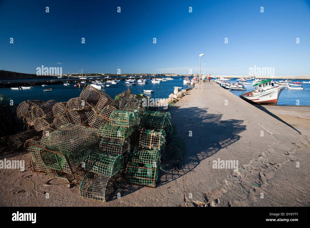 Sagres, Portugal, empty lobster traps in the harbor Stock Photo