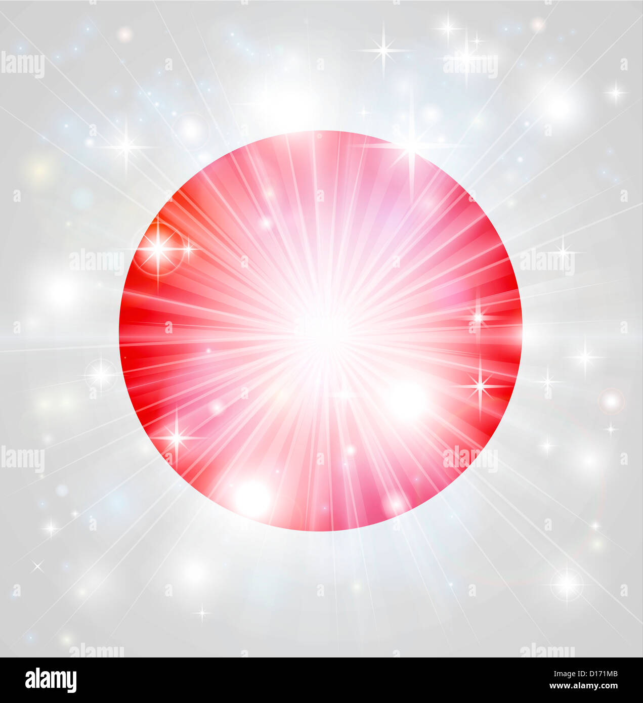 Flag of Japan background with pyrotechnic or light burst and copy space in the centre Stock Photo