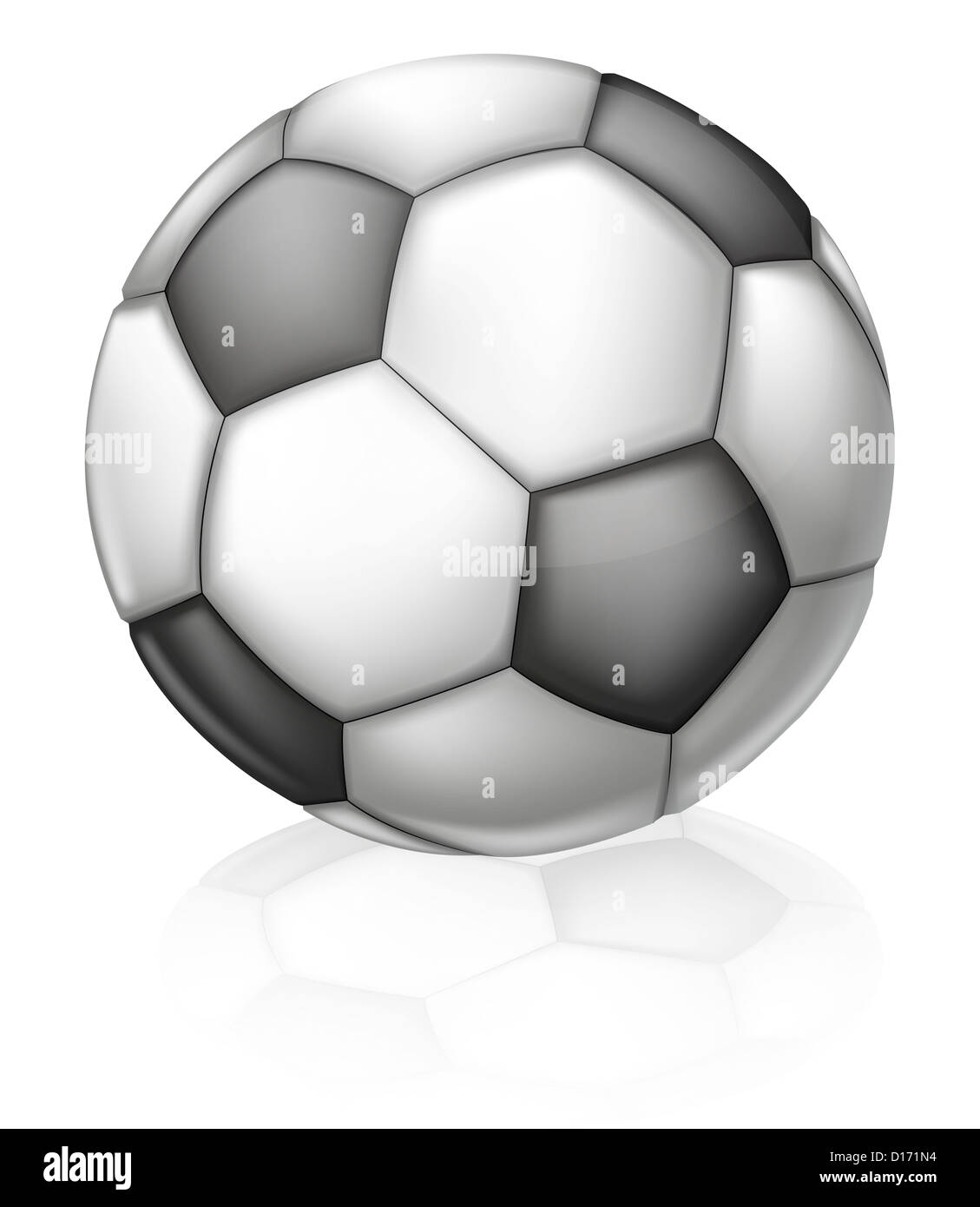An illustration of a classic black and white Soccer ball with hexagon