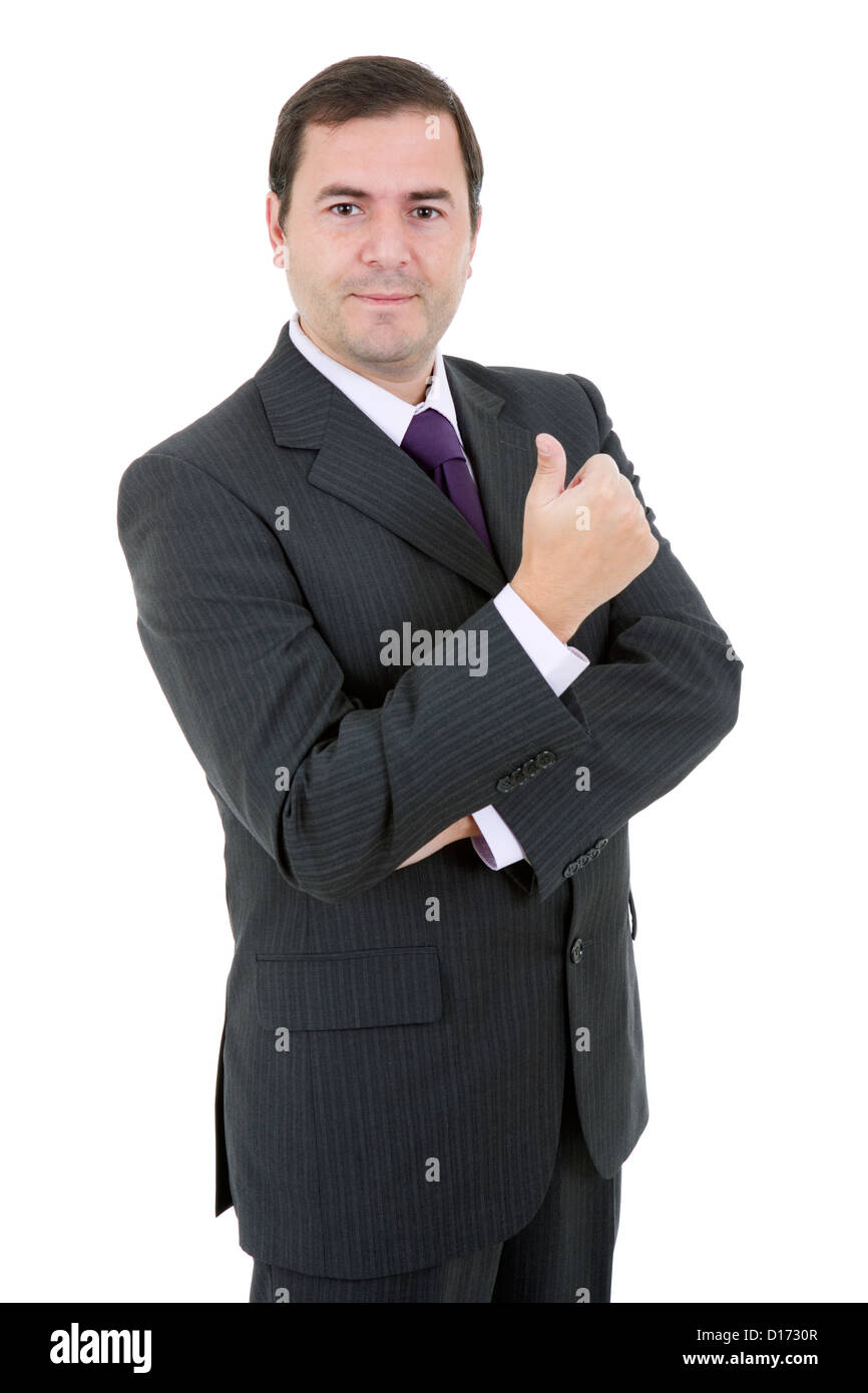 young business man going thumb up, isolated on white Stock Photo - Alamy
