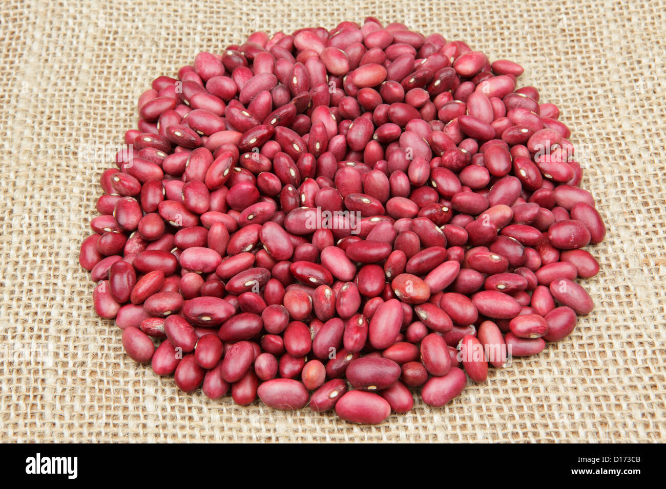 Red kidney beans on hemp cloth Stock Photo