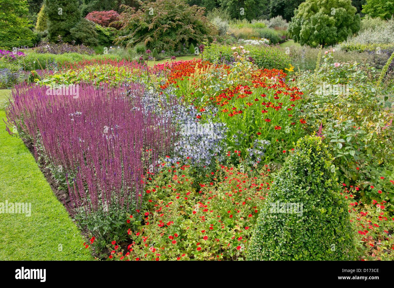 Flower bed RHS Harlow Carr Stock Photo