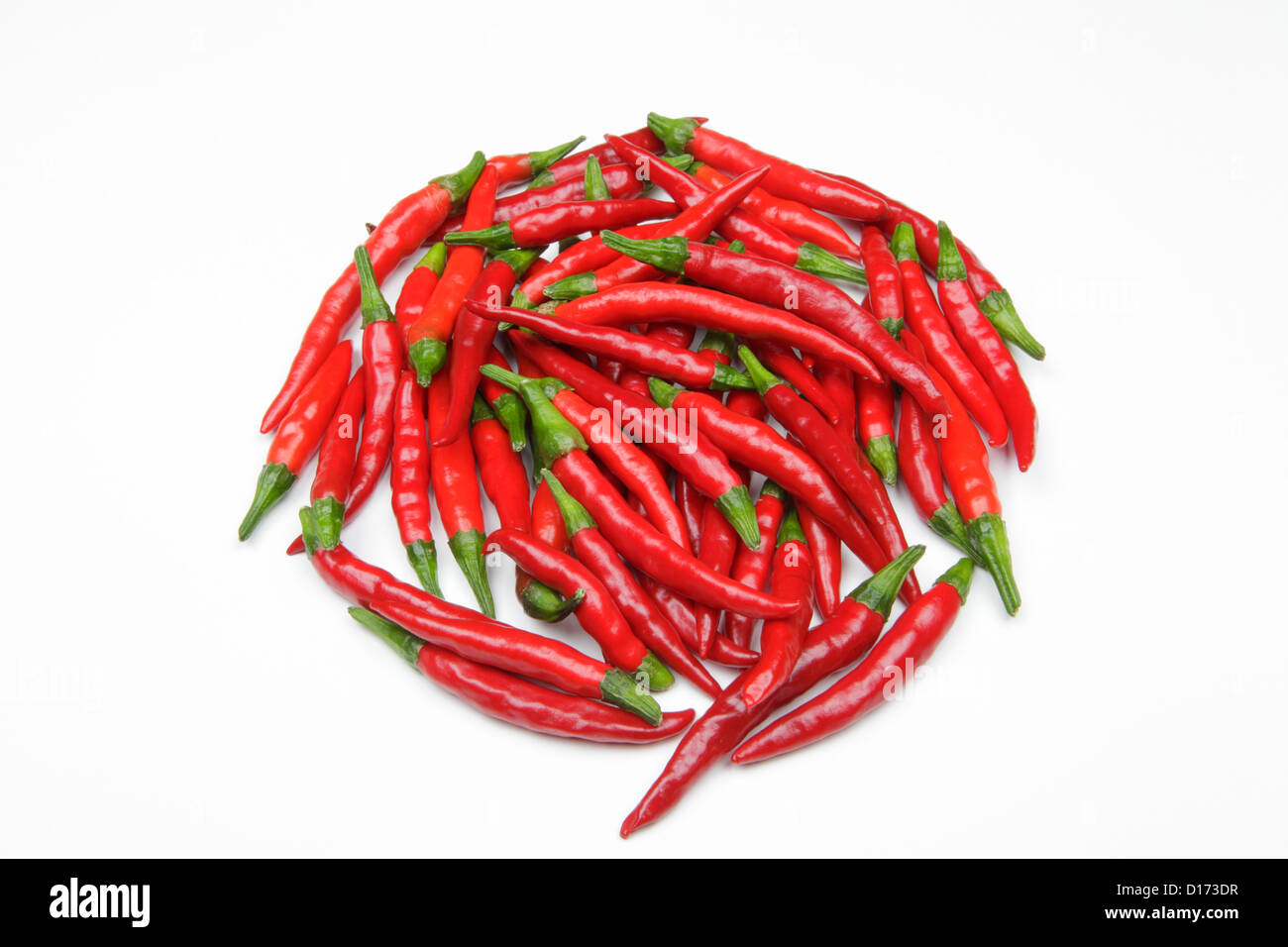 Chilly peppers against white background Stock Photo