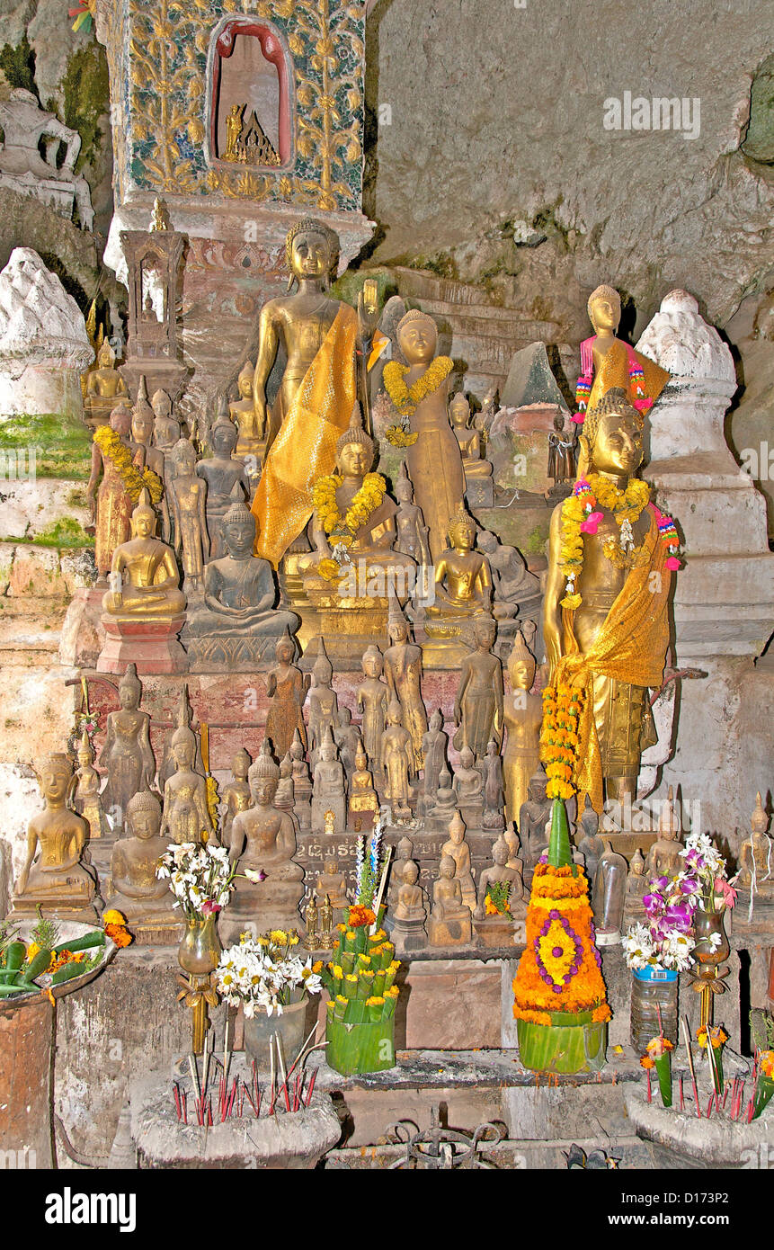 buddha statues, Pak Ou grotto, Laos Stock Photo