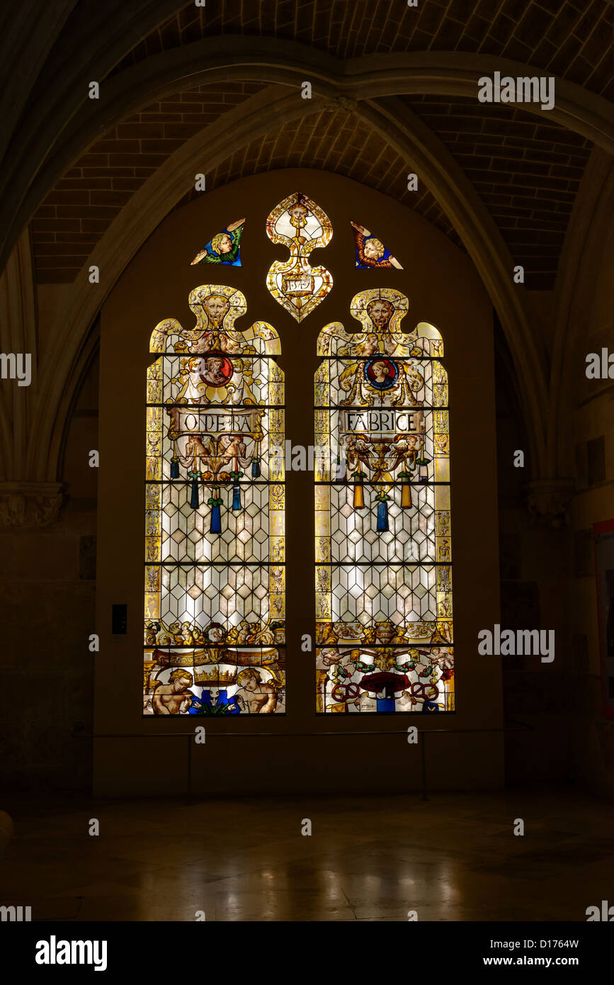 Stained glass decoration in door at Cathedral of Burgos, Spain. Stock Photo