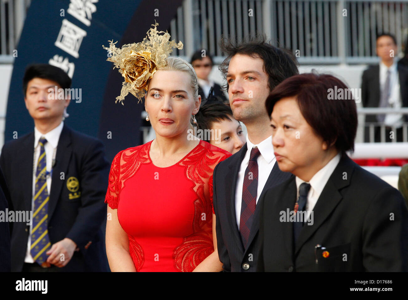 09.12.2012 - Hongkong; Kate Winslet (english actress) and boyfriend Ned Rocknroll during the Longines Hong Kong International Races. Credit: Lajos-Eric Balogh/turfstock.com Stock Photo