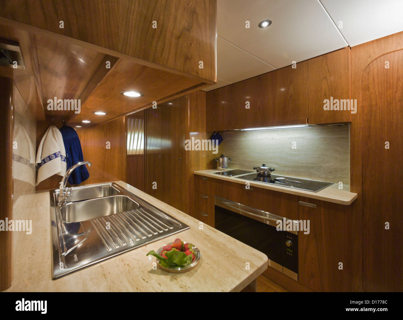 Italy, S.Felice Circeo (Rome), luxury yacht Rizzardi Posillipo Technema 95', kitchen Stock Photo