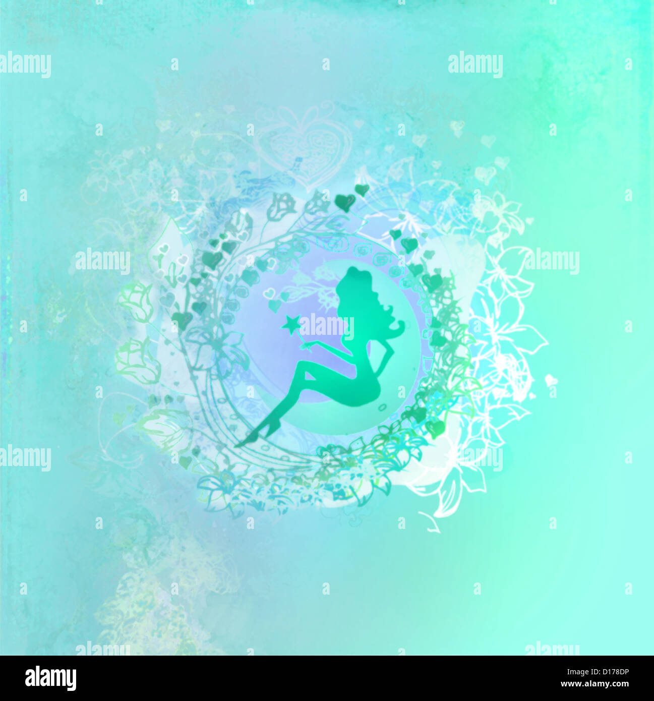 floral background with a beautiful fairy Stock Photo - Alamy