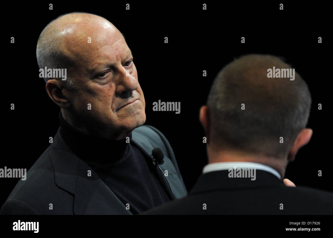 British architect Lord Norman Foster (L) attends the presentation ceremony of the German Sustainability Award 2012 in Duesseldorf, Germany, 06 December 2012. The German Sustainability Award wants to honour susatinable operations by companies and cities. Photo: Daniel Naupold Stock Photo