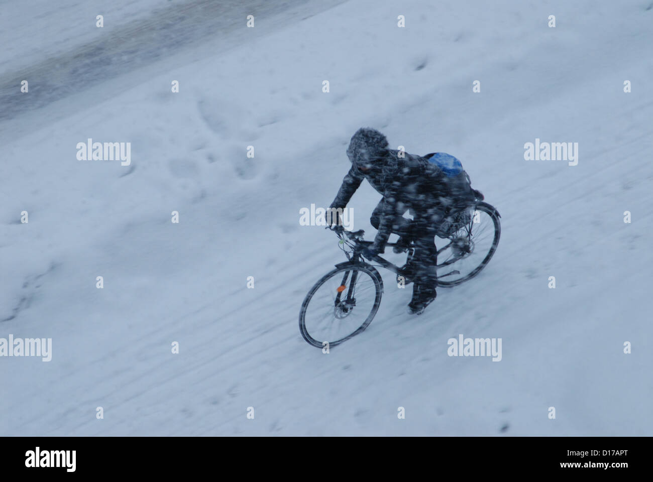 Cold-weather biking. Stock Photo