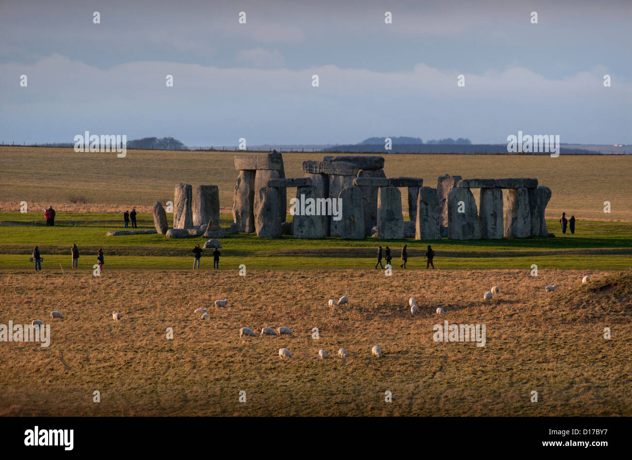 Stonehenge on Salisbury Plain is a prehistoric monument located in the English county of Wiltshire Stock Photo