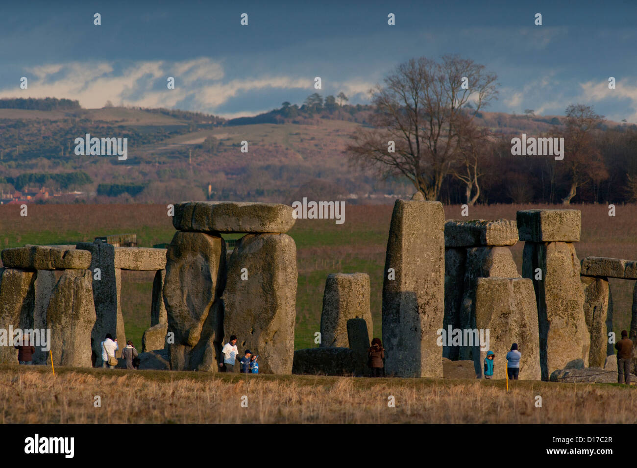 Stonehenge on Salisbury Plain is a prehistoric monument located in the English county of Wiltshire Stock Photo
