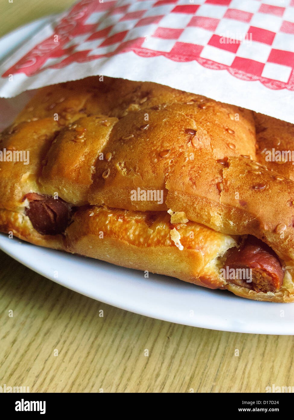 Greek Cuisine. Fast Food. Double Sausage Pie ( Kreatopita with