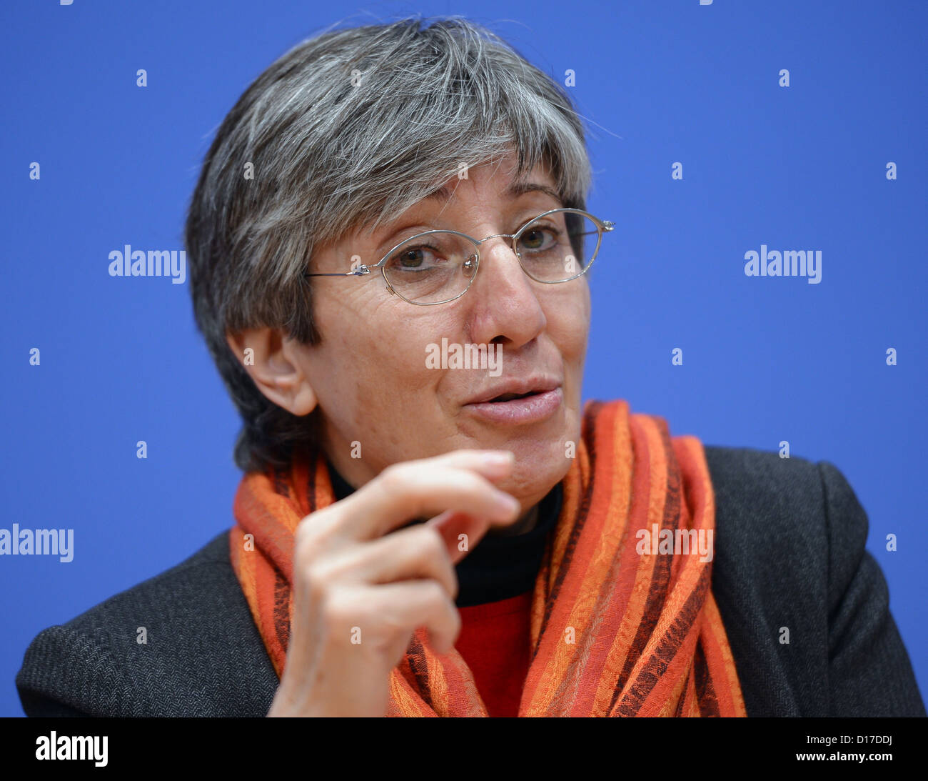 Winner of the 'alternative Nobel Peace Prize' Sima Samar from Afghanistan speaks during a press conference in Berlin, Germany, 10 December 2012. She asks the community of states not to give up on Avghansitan after the withdrawal of international striking forces. Photo: Britta Pedersen Stock Photo