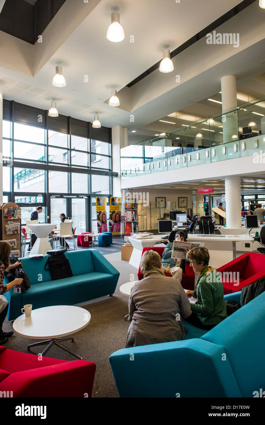 People in the foyer Inside the Wales Government regional offices