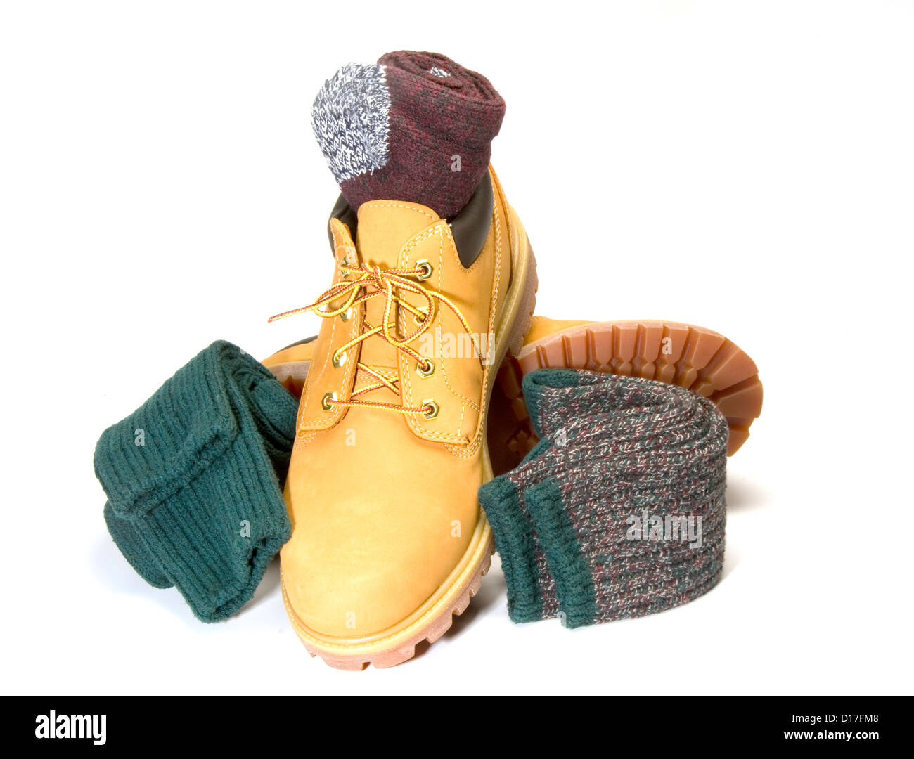 rugged outdoor low cut oxford work shoe boot with warm colorful ragg