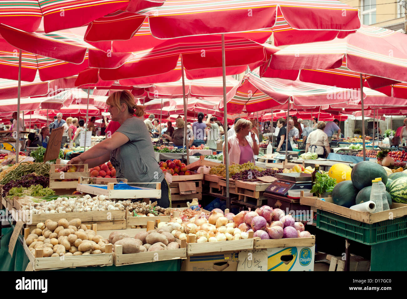 The Dolac market in Zagreb, the capital of Croatia. Stock Photo