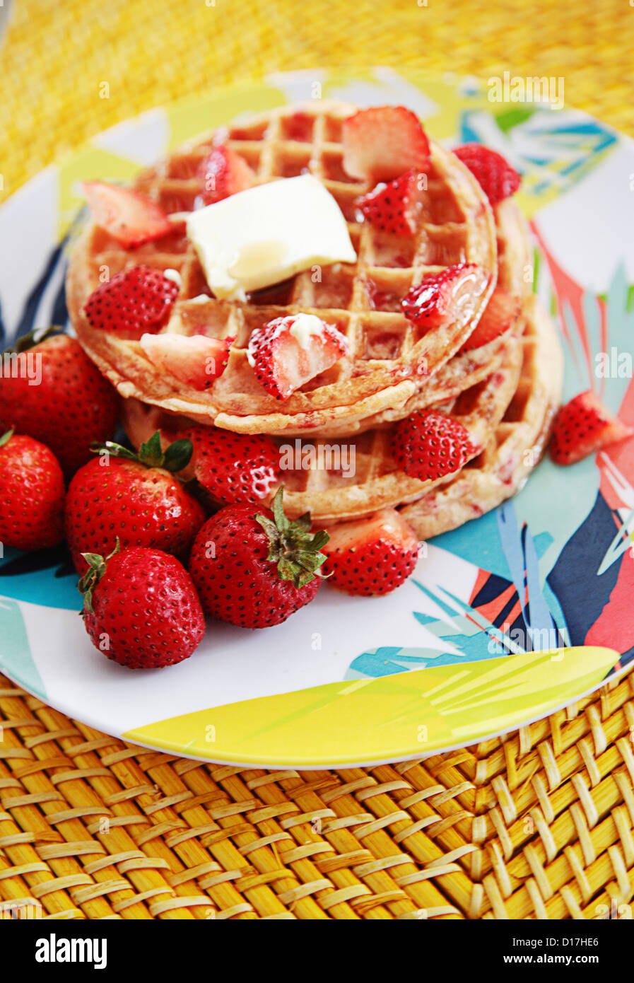 Hawaii, Oahu, Breakfast Fresh Fruit Waffle Stock Photo Alamy