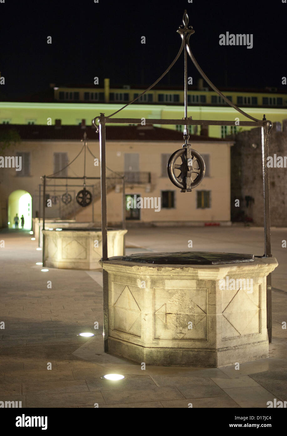 Five Wells Square in Zadar on the Adriatic coast of Croatia. Stock Photo