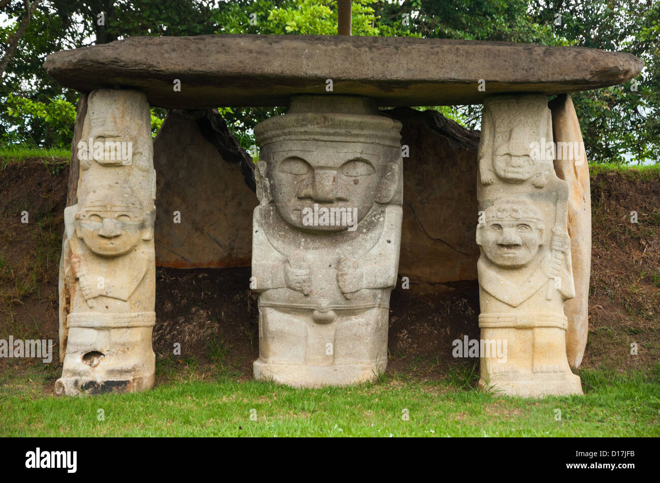 Ancient pre-columbian statues in San Agustin, Colombia. Stock Photo