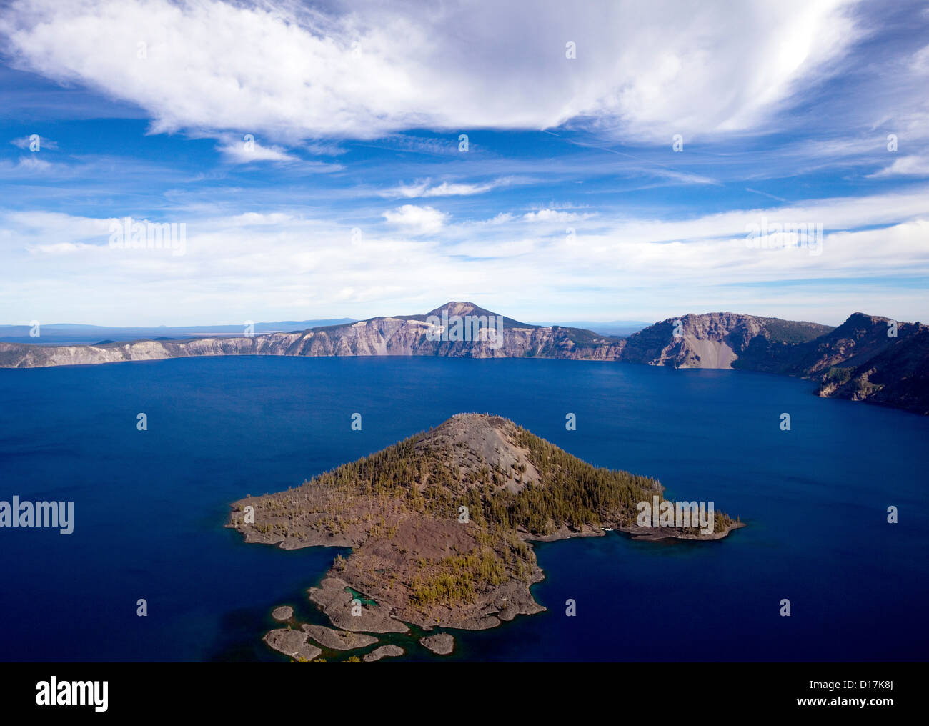 OR00558-00....OREGON -View of Wizard Island from Watchman Peak in Crater Lake National Park. Stock Photo