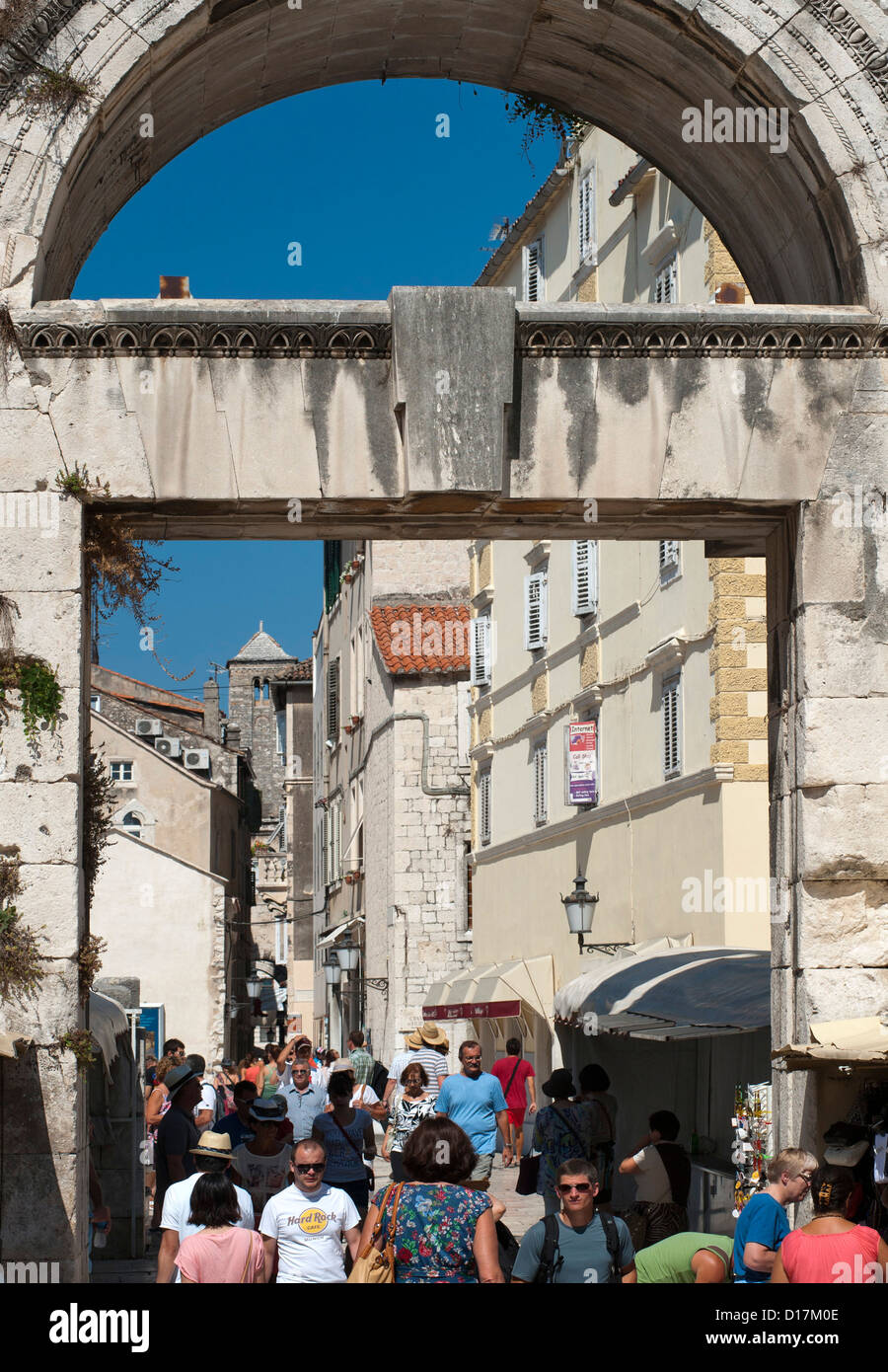The Silver Gate (east gate) to the Diocletian's Palace in the city of Split on the Adriatic coast of Croatia. Stock Photo