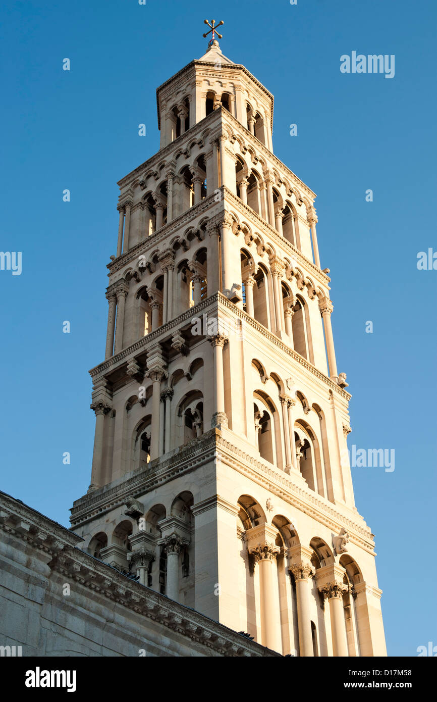 Tower of the cathedral of Saint Domnius in the city of Split on the Adriatic coast of Croatia. Stock Photo