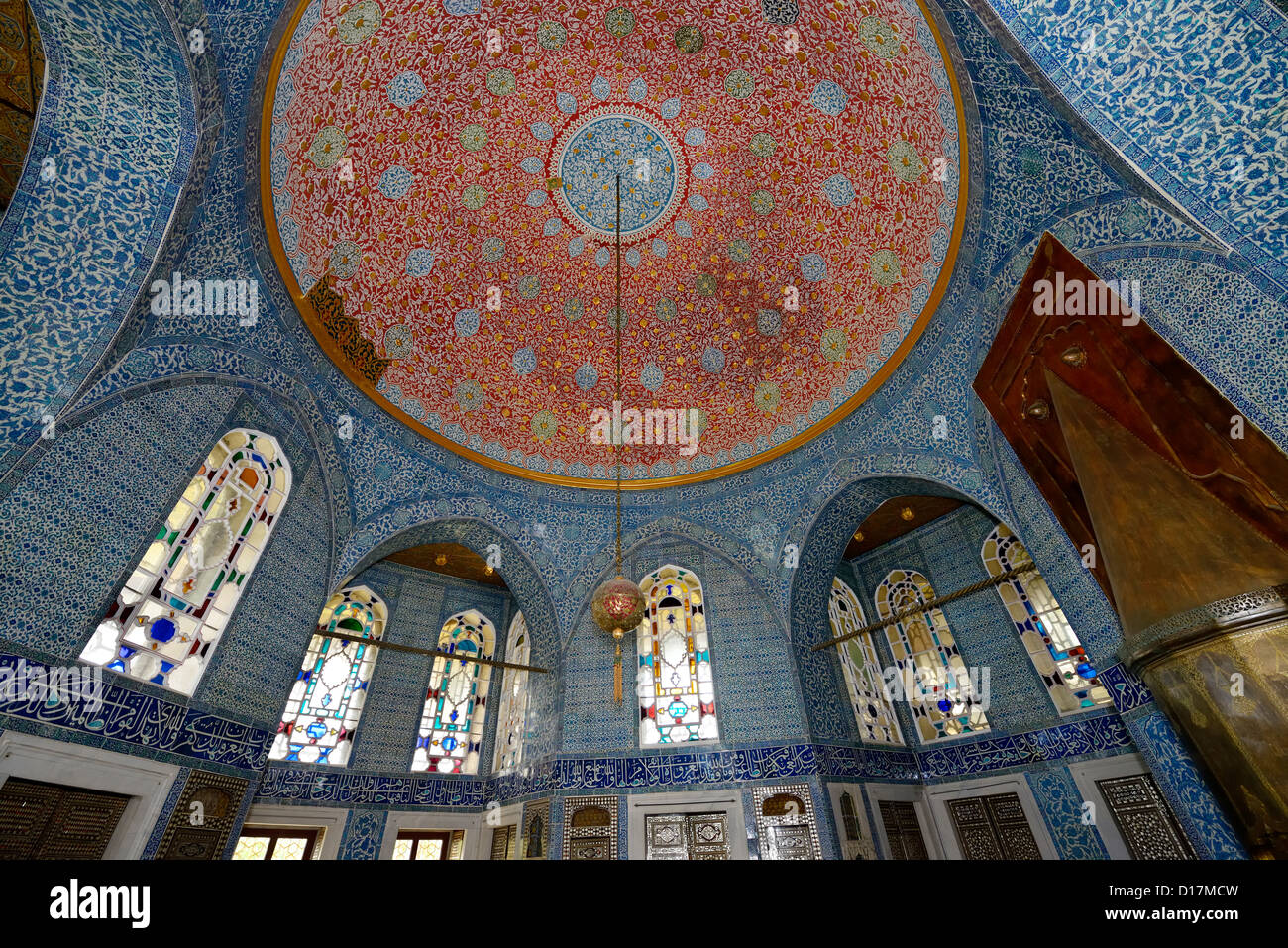 Ornate domed ceiling of the Baghdad Kiosk at Topkapi Palace Istanbul Turkey Stock Photo
