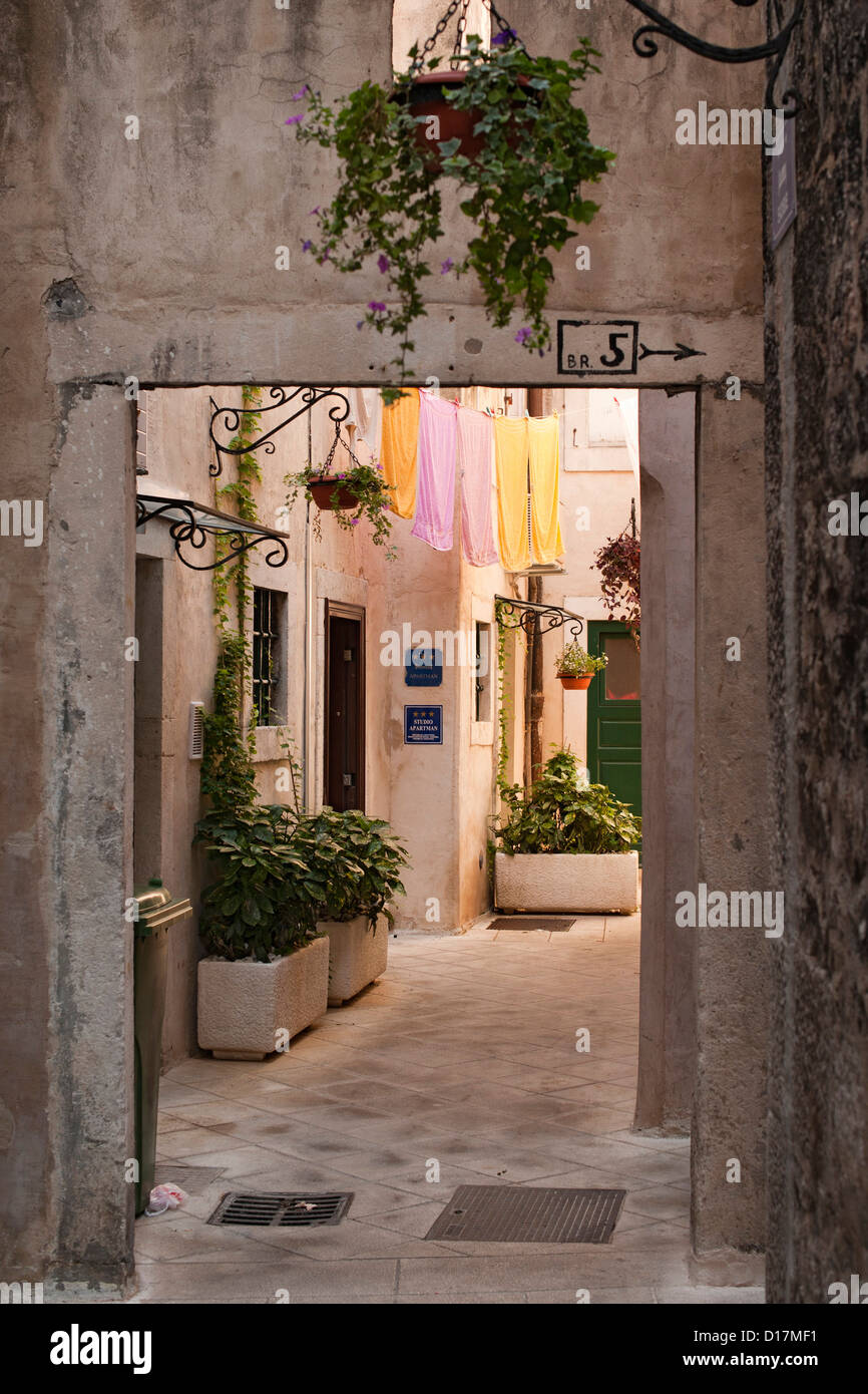 Part of the old town in the city of Split on the Adriatic coast of Croatia. Stock Photo
