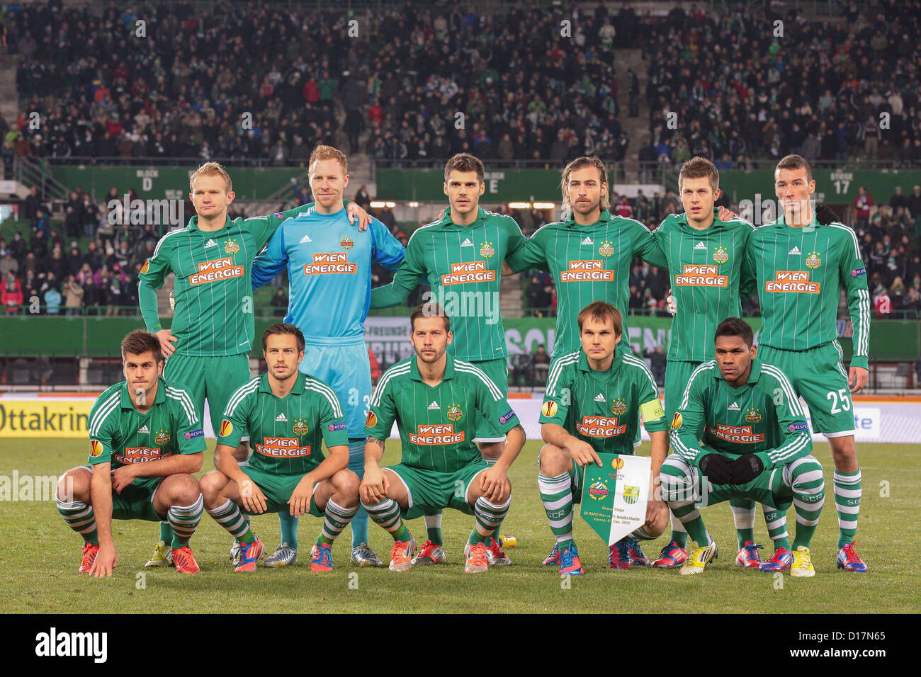 The team of SK Rapid Vienna before the game against Metalist Kharkiv on December 6, 2012 in Vienna, Austria. Stock Photo