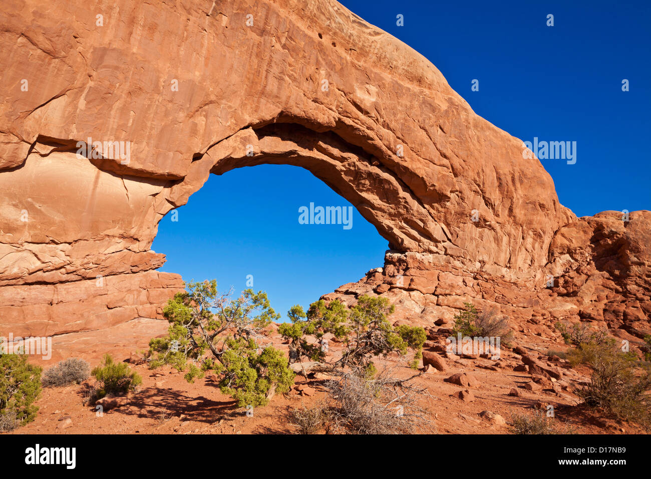 The North Window arch Arches National Park near Moab Utah North America USA United States of America Stock Photo