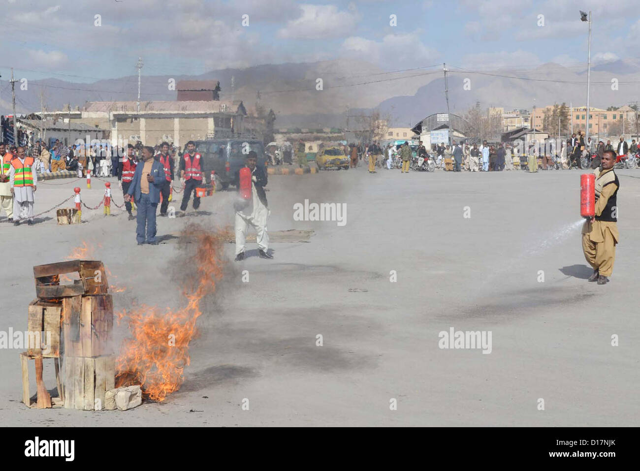 Rescue personnels take part in a demonstration to show their ...