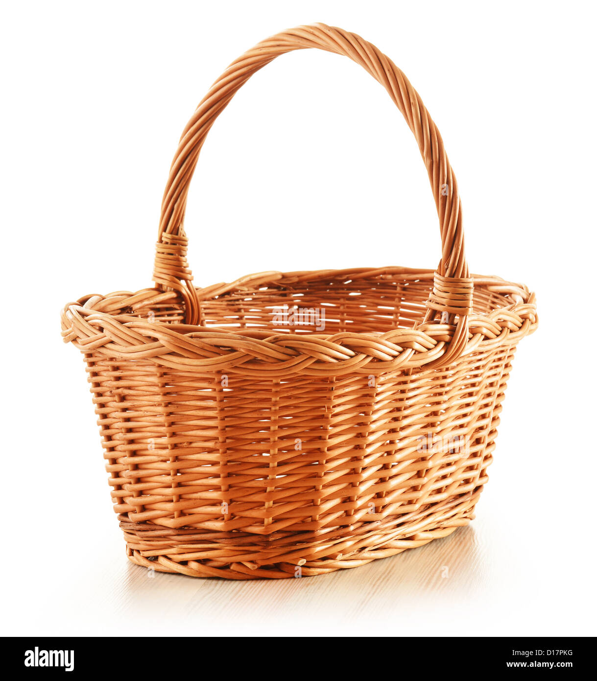 Empty wicker basket isolated on white background Stock Photo - Alamy
