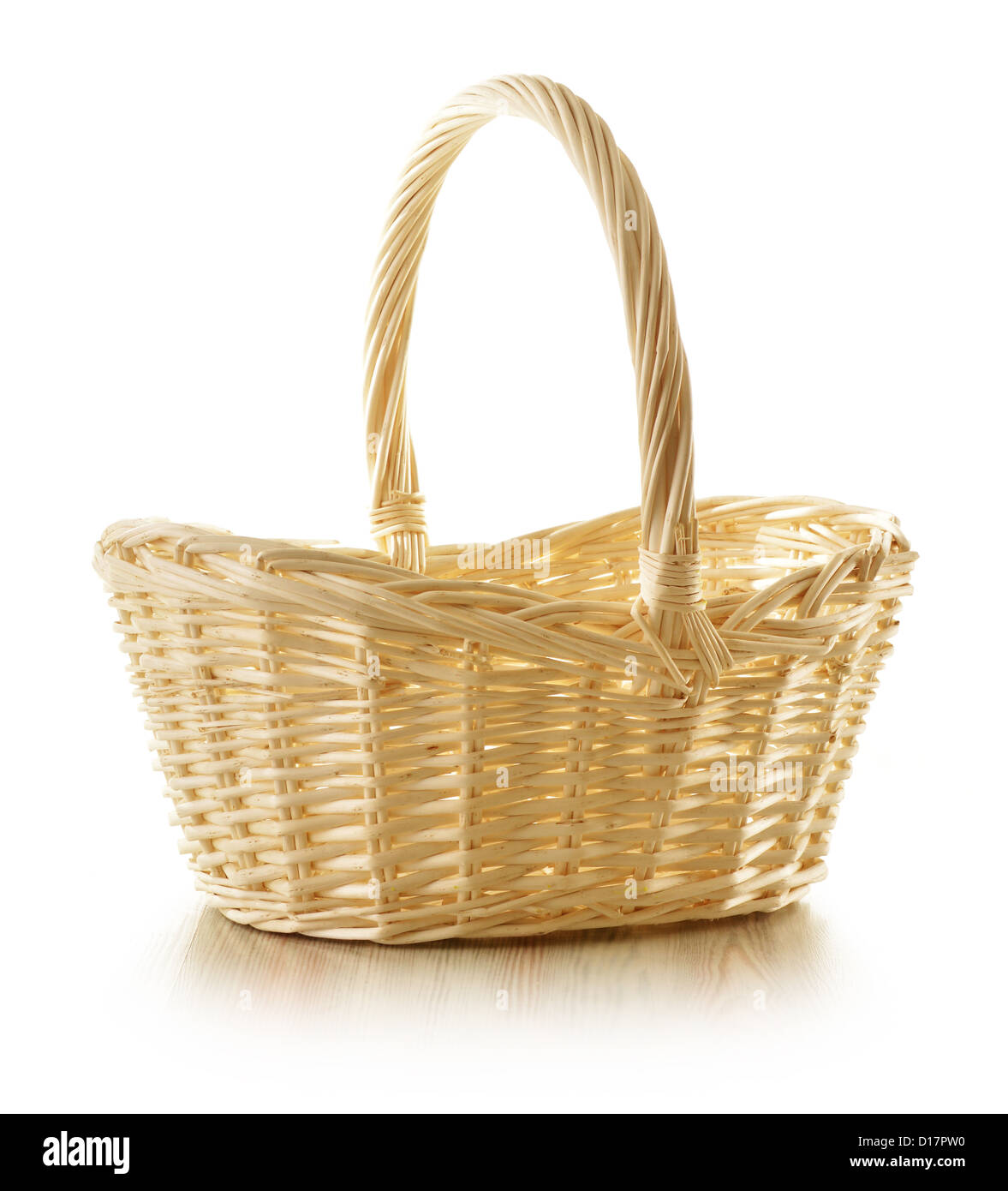 Empty wicker basket isolated on white background Stock Photo - Alamy