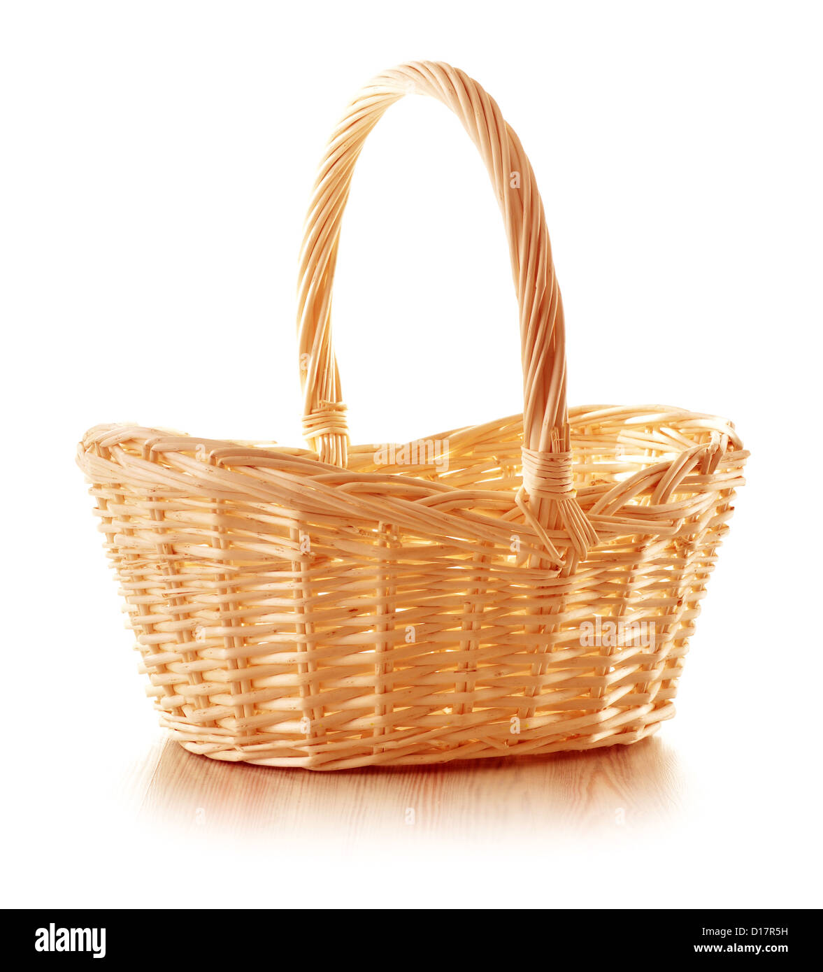 Empty wicker basket isolated on white background Stock Photo - Alamy