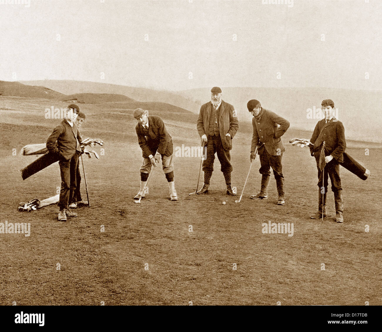 Playing Golf at Winchester Victorian period Stock Photo