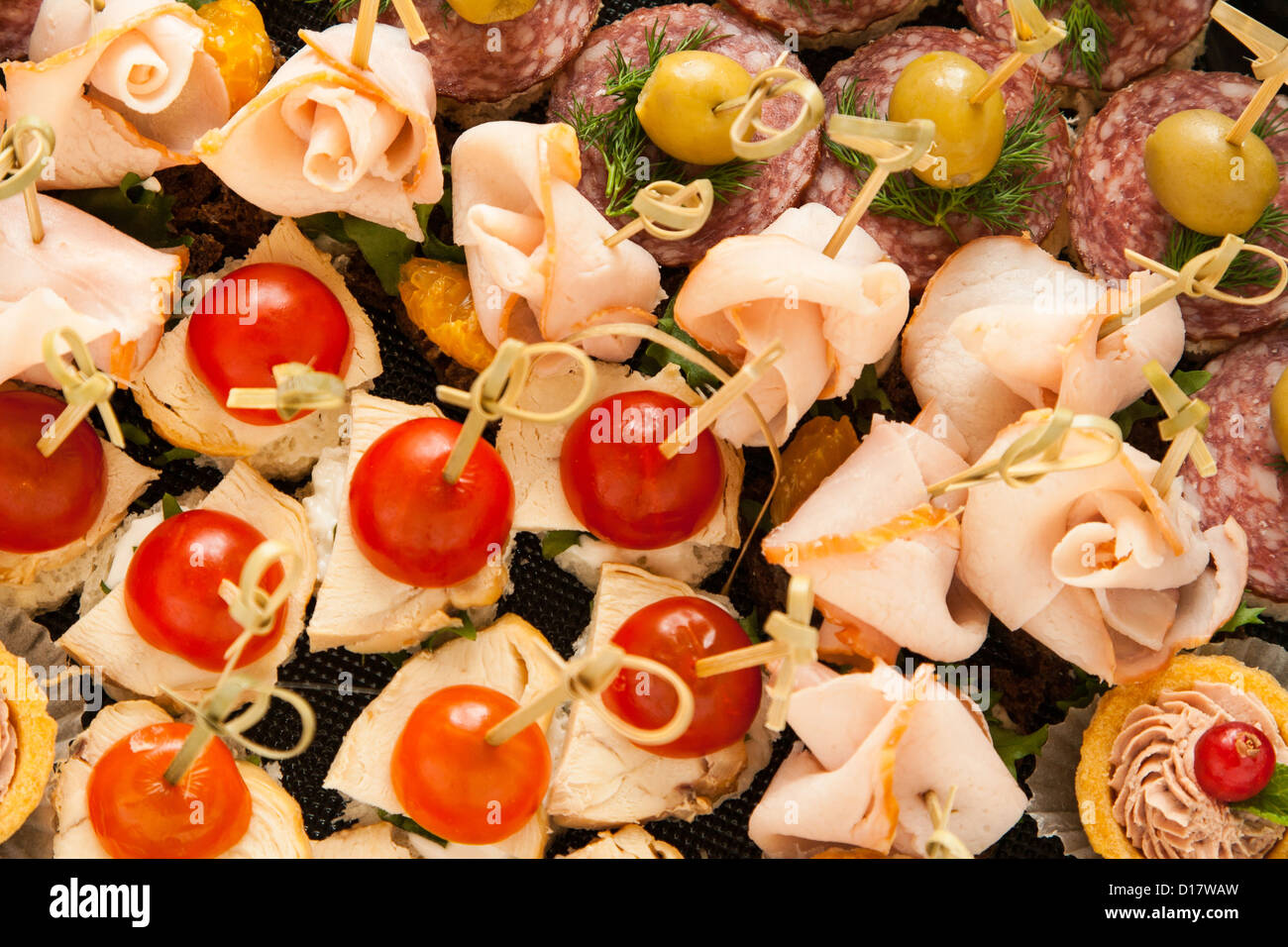 mini canape with different meat for holiday Stock Photo