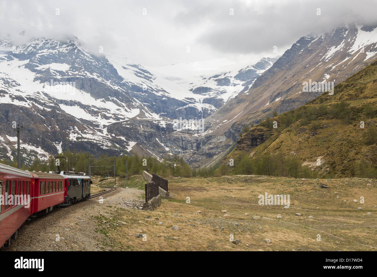 Swiss mountain train Bernina Express crossed Alps via Bernina Pass Stock Photo Alamy