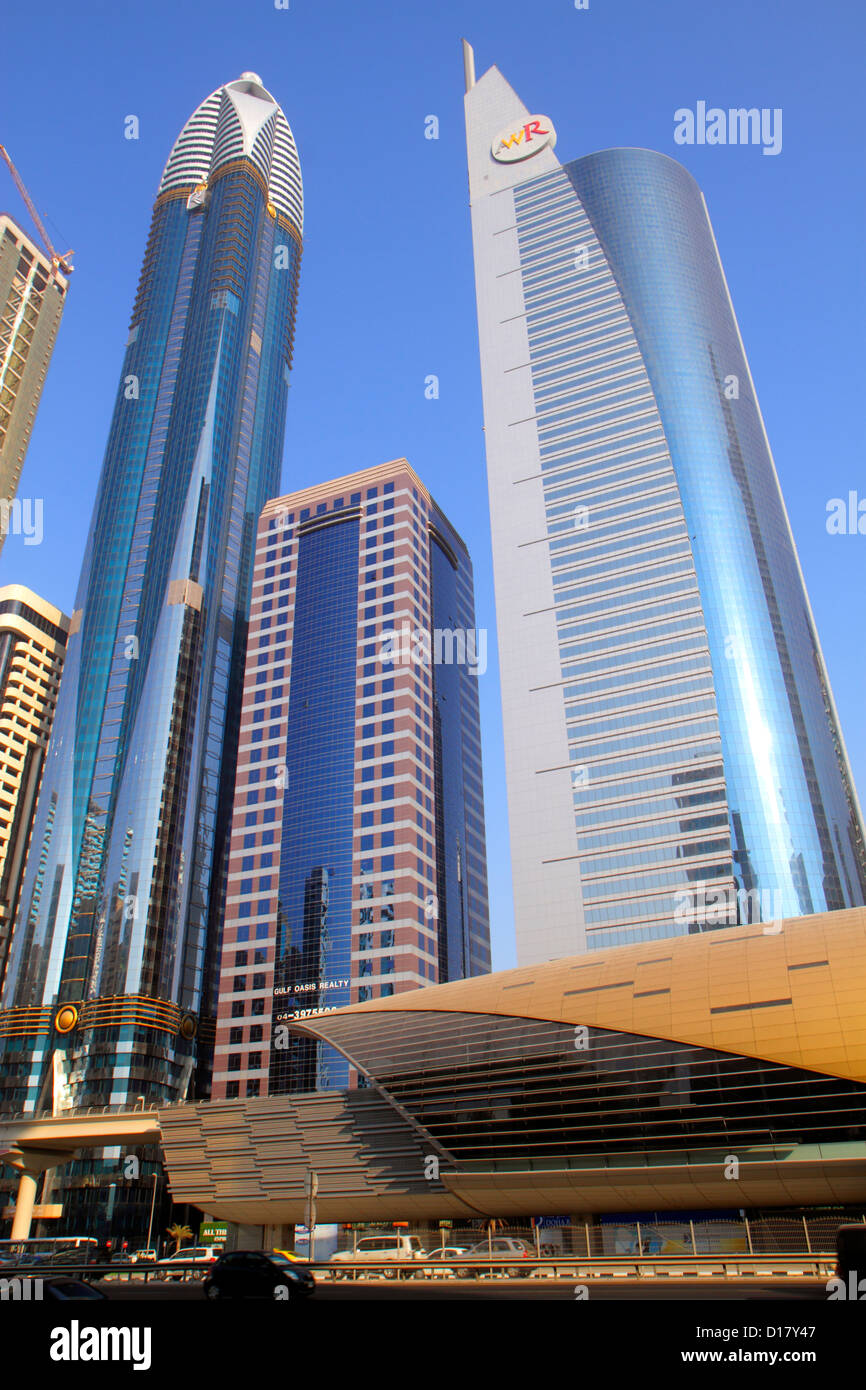 Dubai UAE,United Arab Emirates,Middle East Eastern,Trade Centre,Sheikh Zayed Road,Financial Centre Metro Station,Red Line,subway,train,train,public tr Stock Photo