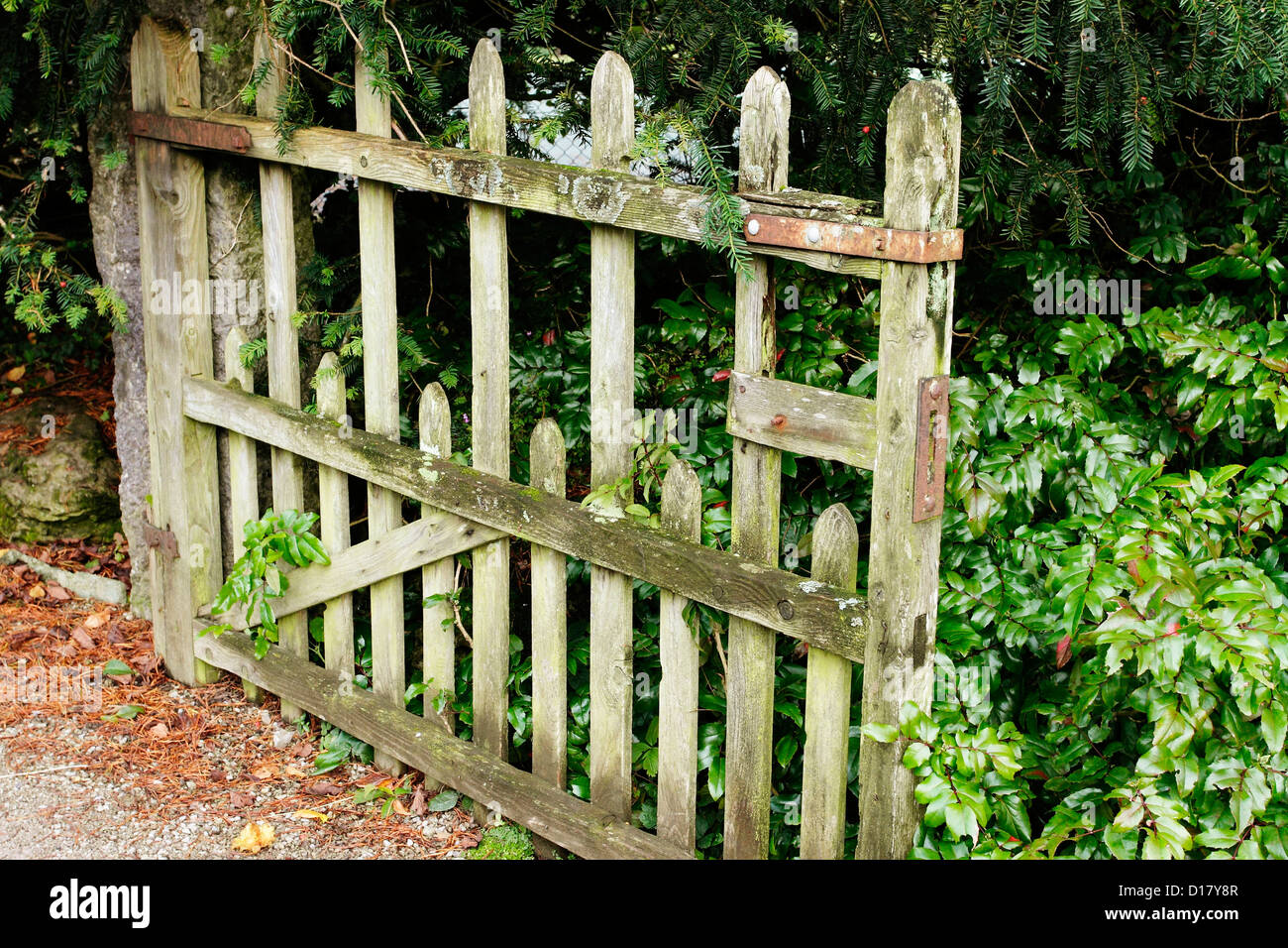 A Rustic wooden gate. Stock Photo