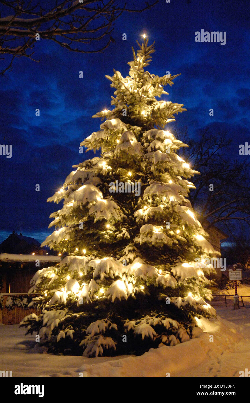 Weihnachtsbaum in Lippach • Ostalbkreis, Baden-Wuerttemberg, Deutschland Stock Photo