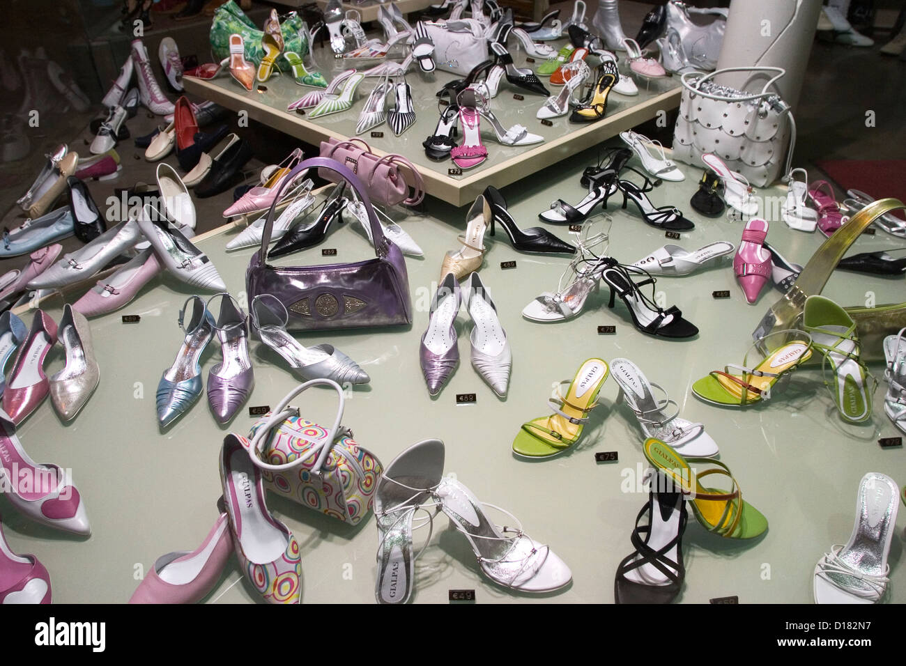 europe, greece, athens, shoes shop in monastiraki Stock Photo - Alamy