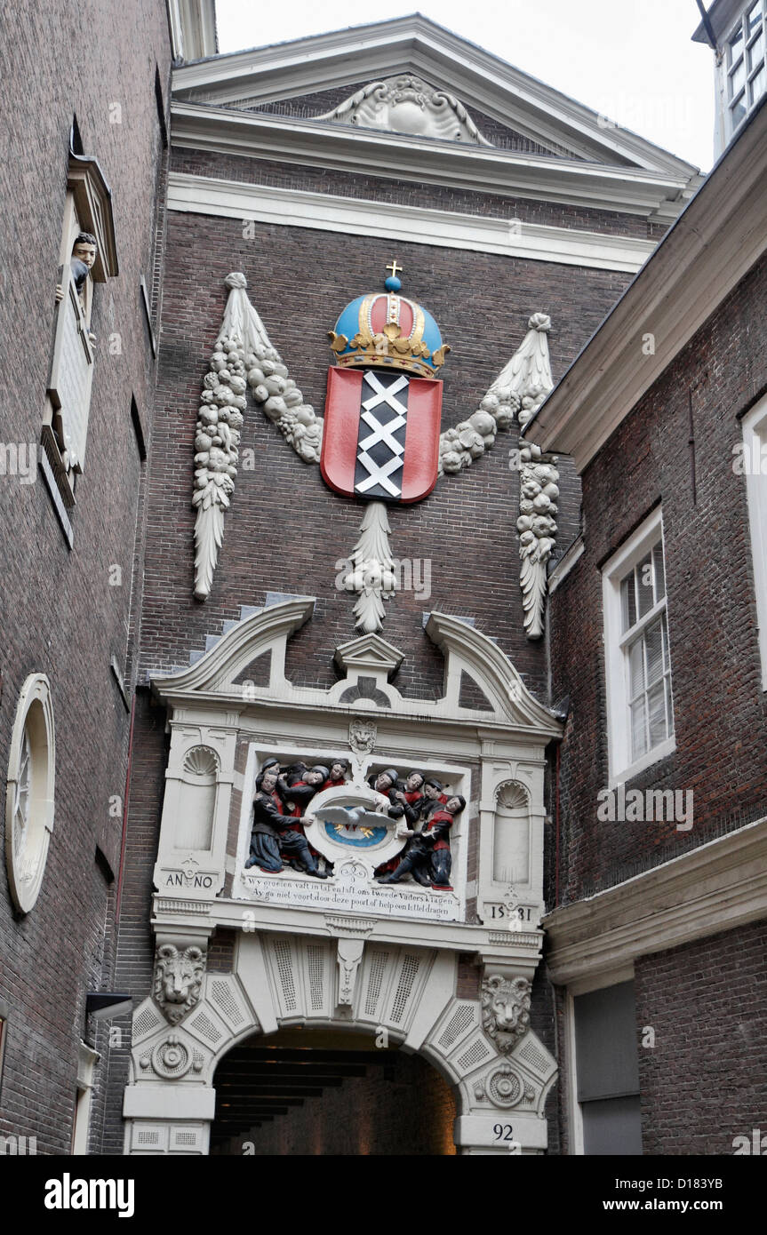 Holland, Amsterdam, the facade of a 1581 old house in the center Stock Photo